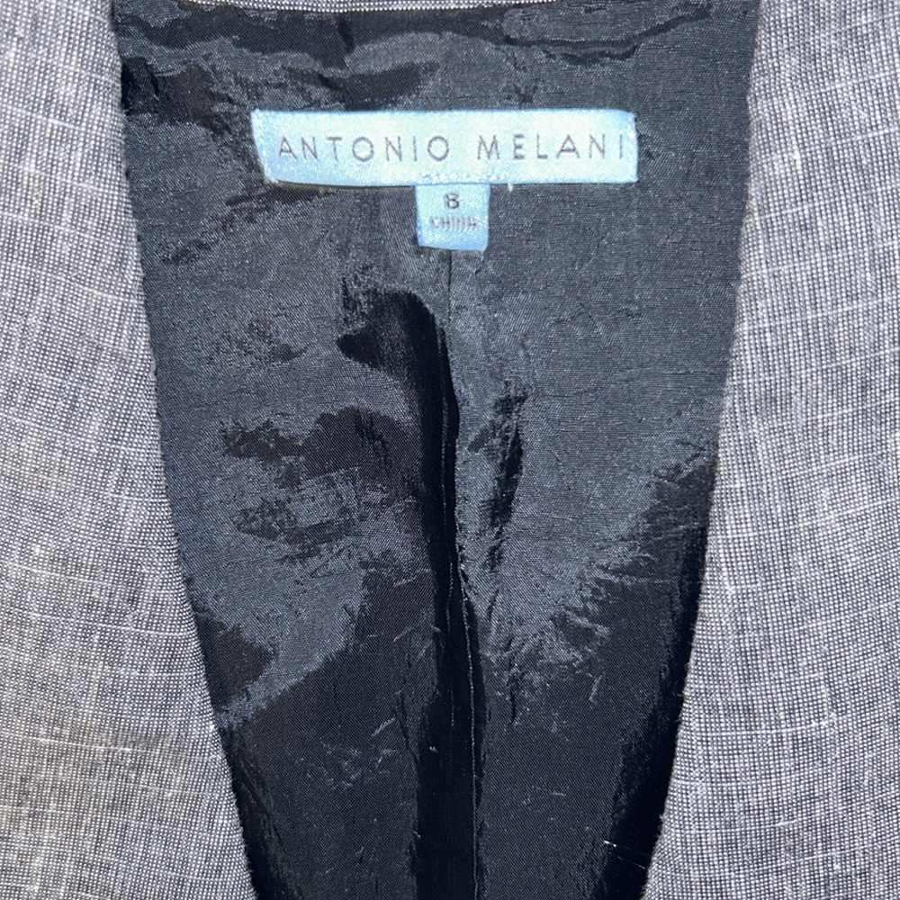Antonio Melani Single Breasted Melissa Style Gray Linen Blazer Jacket Size 8 - Picture 5 of 7